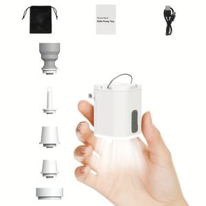 휴대용 미니 펌프 LED 캠핑 라이트, 3.8Kpa 공기 펌프, USB 충전식, 가볍고 빠른 공기 주입/배출, 수영 플로트, 매트리스, 에어 쿠션, 수영링, 진공백에 적합