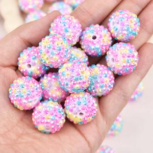 20개 20mm 반짝이는 디스코 볼 비즈 - DIY 주얼리 만들기, 팔찌, 목걸이 & 휴일 공예용 파스텔 멀티컬러 버블검 조각 비즈 (할로윈, 추수감사절, 크리스마스), 스페이서 비즈
