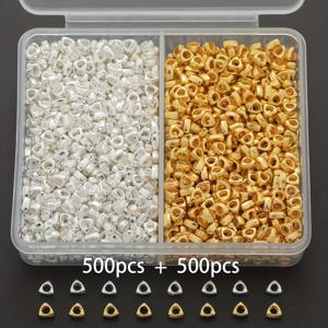 500개/1000개 삼각형 스페이서 비즈 합금 기하학적 루스 비드 & 다양한 장식용 비드 세트, DIY 주얼리 액세서리 제작용 분리 및 위치 조정 비드 - 핸드메이드 목걸이, 팔찌, 키체인, 가방 참 장식 및 공예 프로젝트에 적합