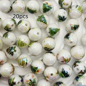 크리스마스 트리용 16mm 아크릴 원형 비즈, 직선 구멍, 20개 혼합, 수제 비즈 재료를 위한 새로운 공예 추가