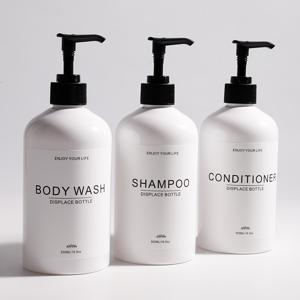 샴푸 디스펜서 - 샴푸 및 컨디셔너 재사용 가능 병 (앰버 색상, 3개입, 17Oz) - 샤워 비누용 현대적인 샴푸 용기 - 샴푸, 컨디셔너, 바디워시용 빈 세트 - 욕실에 적합