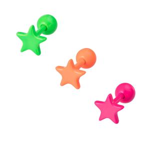 스테인리스 스틸 재질의 생생한 별 모양 스터드 귀걸이 3개 세트. 골모, 트라구스, 데이스, 헬릭스 피어싱에 적합합니다.