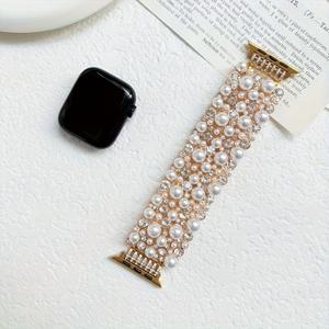 1개 여성용 실버 로즈 골드 사각 펄 풀 별빛 하늘 패션 스마트 워치 스트랩 Apple Watch Xiaomi 밴드 호환 38/40/41/42/44/45/46/49mm