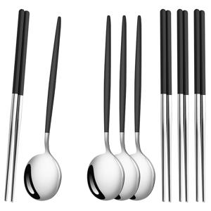 8pcs 우아한 스테인레스 스틸 식기 세트, 거울 폴리시드 - 스푼과 젓가락 포함, 가정 식사 피크닉 용품, 주방 용품, 식기 세트