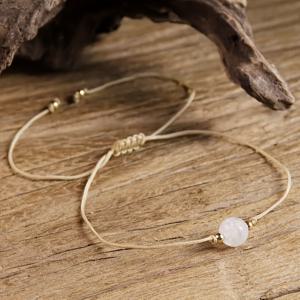 1개 천연 달석 Bracelet, 14K 금도금 비즈 - 데일리룩을 위한 우아하고 쉬운 화이트 스톤 주얼리, 사계절 활용 가능한 액세서리, 여성용 핸드메이드 조절 가능한 디자인 빈티지 팔찌