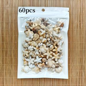 해변 비즈 60개 - 브라운, 화이트, 골든의 자연색, 양면 아크릴 조개 모양, , 조개, 거북이 펜던트, 주얼리 제작, 해안 공예, 휴가, 캐주얼 의상에 적합 - 퇴색 방지