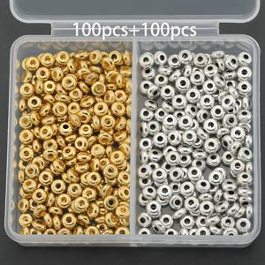 200개/박스 합금 플랫 라운드 스페이서 비즈, 약 4.6mm, 매끄러운 플랫 라운드 비즈, 디스크 와셔, 루즈 비즈, 장식용 비즈, 스페이서 비즈, 포지셔닝 비즈, 비즈 스페이서, 혼합 비즈 스페이서, 핸드메이드 직조 DIY 목걸이, 팔찌, 발찌, 열쇠고리, 가방 고리, 액세서리 재료, DIY 주얼리 제작 부품, 비즈 및 비즈 모음용
