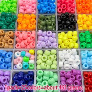 461개 6x9mm 25색상 조합 세트, 아크릴 포니 구슬 - 큰 구멍 구슬 - DIY 핸드메이드 팔찌, 휴대폰 고리, 구슬 머리 액세서리, 장식용 구슬, 공예 용품, 패션 , 공예 애호가용