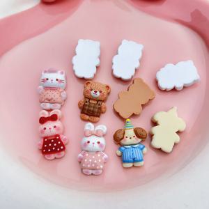 10개 혼합 DIY 동물 토끼 고양이 수제 레진 액세서리 패치 플랫백, 귀걸이, 헤어 액세서리, 장식 스티커 제작용 (14세 이상 사용 가능)