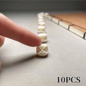 상아색 사자춤 구슬 줄 10개, 염색 가능한 DIY 주얼리 액세서리, 빈티지 전통 스타일, 행운과 보호의 상징, 핸드메이드 팔찌, 목걸이, 열쇠고리 제작용