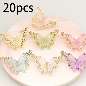 구멍이 있는 나비 구슬 32×31mm 20개, DIY 비즈 재료, 의류 장식, 공예 용품, 방 꾸미기, 미술, 헤어 액세서리, 팔찌, 검 페이스트 장식, 휴대폰 고리, 열쇠고리, 가방 고리 및 기타 수공예 액세서리용