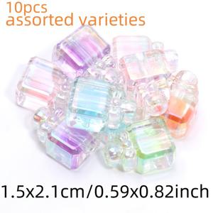 10개 랜덤 15X21mm 컬러 향수 병 비즈 중간 비즈 아크릴 비즈 멀티컬러 매끄러운 디자인, 주얼리 제작에 적합 - 팔찌, 목걸이, 휴대폰 체인 및 공예에 완벽