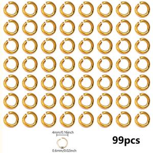 99개입, 진공 색상 보존 304 스테인리스 스틸 점프 링, 변색 방지 오픈 링크, 목걸이 및 팔찌용, 4mm 5mm 6mm 8mm 10mm