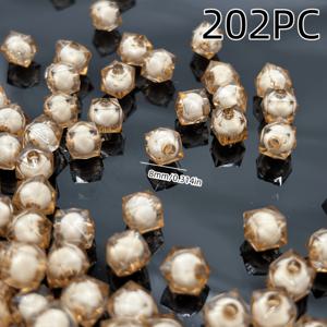 202개입 - 8mm 브라운 투명 쉘 사각면, 화이트 아크릴 오픈홀 비즈, 반짝이는 팔찌, 귀걸이, 의류, 수제 공예 추가, 휴대폰 케이스 장식 제작에 적합한 장식 비즈