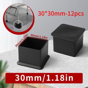12개 30mm 블랙 사각형 PVC 가구 다리 커버, 스크래치 방지 및 소음 감소, 두꺼운 미끄럼 방지 의자 테이블 발 보호대, 간편 설치용 바닥 보호 패드