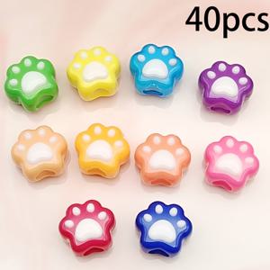 40개 아크릴 비즈, 눈꽃 별 모양 비즈, 고양이 발 모양 비즈, 수제 재료, 의류 장식 및 추가, 수제 비즈 추가, 목걸이, 팔찌, 휴대폰 체인, 키 체인, 가방 펜던트 등으로 사용 가능