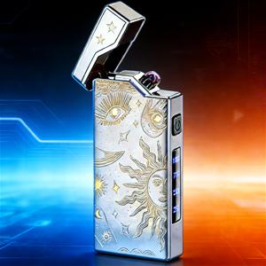 새로운 대용량 USB 충전식 듀얼 아크 라이터, 창의적인 태양 패턴, 지능형 방풍 불꽃 없는 전자식 휴대용 플라ズ마 라이터. 발렌타인데이와 아버지의 날을 위한 최고의 선물