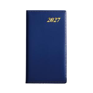 단권 2027년 영어 주간 및 월간 플래너, 3.94×7.09인치, PU 가죽 골드 포일 레터링, 포켓 사이즈 휴대용 스케줄 플래너