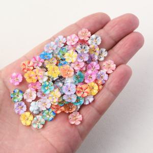 1.0Cm/0.39Inch 아크릴 꽃 장식, 5엽 3D 미니 꽃 비즈 (평면 뒷면), 주얼리 제작, 귀걸이, 헤어 클립, 네일 아트 및 공예 용품, 구멍 없음