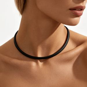 1개 여성 패션 칼라, 기하학적 라운드 무광 쉬운 넥밴드, 힙합 메탈릭 스타일, 캐주얼 파티룩