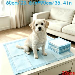 22개 60cm/23.6인치*90cm/35.4인치 강아지 배변 패드, 일회용 강아지 배변 훈련 패드, 강아지 침대 매트, 오줌 받는 패드, 고양이와 강아지 훈련용 패드, 속건성, 야외, 차량, 가정용으로 적합