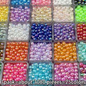 1080개 25색 6mm AB 라운드 아크릴 비즈 세트, 주얼리 제작, 수제 뜨개질 팔찌, 목걸이, 폰 체인, 공예 용품, 비즈 및 주얼리 제작 보충품