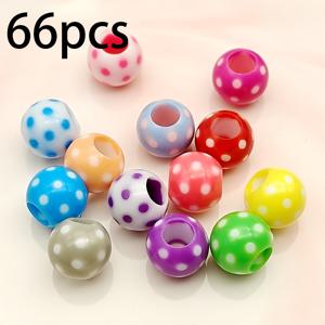 66개 11.5mm 대구멍 컬러풀 폴카 도트 아크릴 구슬, DIY 주얼리 제작 용품, DIY 비딩, 수제 공예품, 장식품, 의류 장식 액세서리, 휴일 장식, 공예품 용품, 실내 장식, 예술 창작물, 헤어 액세서리, 기타 수제 액세서리