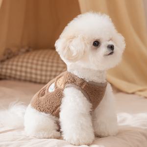 소형에서 중형견과 고양이를 위한 1개 스웨이드 펫 조끼, 가을/겨울 의류, 두 다리가 있는 펫 의류, 강아지 재킷, 펫 가을/겨울 조끼, 펫 재킷, 강아지 보온 상의, 가을/겨울 보온 의류, 만화 패턴 펫 조끼, 강아지 야외 옷, 펫 용품, 강아지 용품, 야외 용품, 소형에서 중형 고양이와 개에게 적합