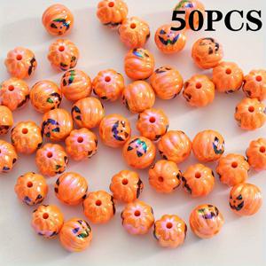 50개 생생한 오렌지 호박 아크릴 구슬, 15.7mm - DIY 주얼리, 팔찌, 목걸이, 키체인 및 할로윈 공예에 완벽