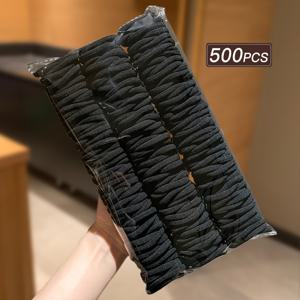 400개/500개 블랙 트렌디 헤어 타이, 여성용 고탄력 헤어밴드, 두꺼운 포니테일용 헤어 타이, 성인용 인기 고무줄