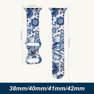 Apple Watch 밴드 호환 중국 청백화 도자기, 시리즈 12/11/10/9/8/7/6/5//3/2/1/SE 38/40/41/42mm 실리콘 밴드 남녀공용 경량 미끄럼 방지 내구성 고품질 세척 용이 빠른 탈부착
