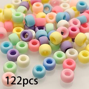 122개 10mm 마카롱 색상 아크릴 비즈, 큰 구멍 비즈, 스페이서 비즈, 주얼리 재료, 주얼리 비딩, 핸드메이드, 장식 용품, 의류 장식 추가, 장식, 공예 용품, 방 장식, 예술 창작