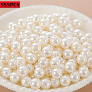 255개/455개/955개 오프화이트 6mm/8mm/10mm 원형 아크릴 비즈, 주얼리 제작 용품, 비즈 및 비즈 모음, S, 목걸이 및 기타 주얼리용 스페이서 비즈, 공예 장식 비즈
