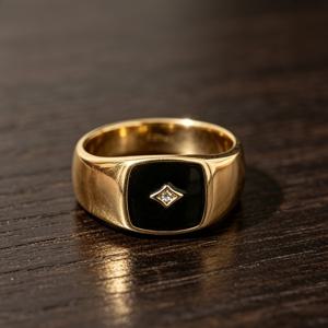 18K 골드 도금 반지, 남성용 반지, 고급 반지, 블랙 반지, 클래식 반지, 남성용 결혼반지, 선물, 주얼리