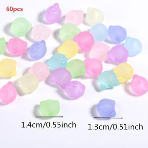 60개 13X14mm 프로스트 랜덤 색상 반투명 고양이 머리 모양 아크릴 비즈, 주얼리 제작 재료 비즈, 반짝이는 비즈, 창의적인 비즈 장식, 수제 추가, 패션 비즈, 봄 파티 추가 장식