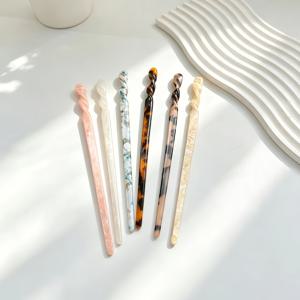 6개 패션 중국 스타일 플라스틱 아세테이트 다용도 대리석 질감 머리핀 여성 파티 헤어 액세서리