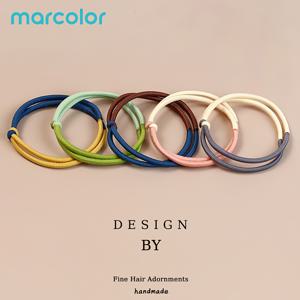 Marcolor 핸드 타이 더블 컬 스플라이스 헤어 타이, 디자인 기본 원단 헤어밴드, 랜덤 5개입, 고탄력 내구성 고무 밴드, 유연하고 조임 없음, 여성 데일리 포니테일 올매치 핸드메이드 헤어 액세서리