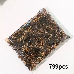799개 블랙 커피 컬러 일회용 작은 고무 밴드 머리끈 머리끈 머리 장식 보석