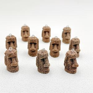 10개입 3D 이스터 섬 모아이 조각상 레진 펜던트, 핸드메이드 주얼리, 귀걸이, 체인 액세서리, 창의적인 선물, 목걸이, 팔찌, 가방 장식, 커플 선물, 레진 액세서리 및 부품