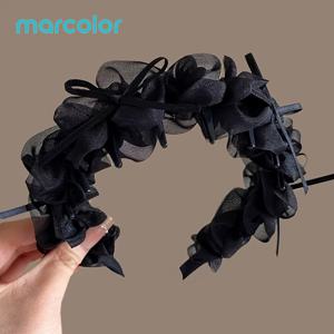 Marcolor 발레 스타일 주름 이빨 빗 머리띠, 장식 하이 크라운 헤어밴드, 내장 빗 이빨 패드 하이 루트 스타일링 얼굴 모양, 풀 어스텍, 여성 데일리 외출용 부드러운 올매치 정교한 헤어피스