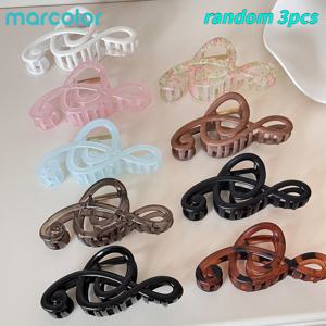 Marcolor 음표 대형 헤어 집게 클립 3개, 고급스러운 예술적인 논슬립 헤어 바레트, 여성용 복슬머리를 위한 패셔너블한 큰 헤어 클립, 데일리 파티용 스타일리시한 속이 빈 헤어 액세서리 [랜덤 발송]