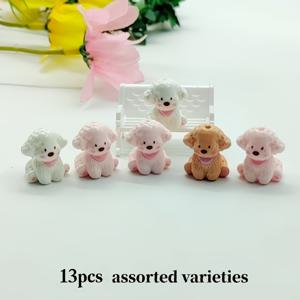 13개 랜덤 색상 수수지 수직 구멍 나비넥타이 앉은/서 있는 강아지 DIY 장식용 구슬, 주얼리 제작 액세서리, 구슬펜 장식, 휴대폰 고리, 가정 및 자동차 장식용 구슬 모음