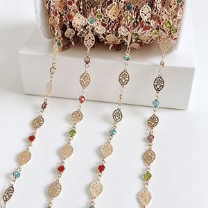 100cm 39.37인치 18K 도금 금색 컬러 구리 체인, DIY 스웨터 체인, 귀걸이, 술 달린 팔찌, 목걸이 및 기타 액세서리 제작용, 주얼리 공예 재료로 사용