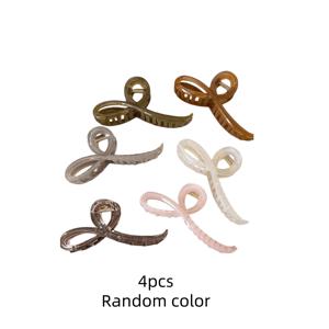 4개 랜덤 색상 리본 매듭 대형 헤어 클로 클립, 투명 젤리 미끄럼 방지 강력 고정 헤어 잭 바레트, 여성용 우아한 패션 헤어 액세서리, 두꺼운/얇은 머리 데일리 파티