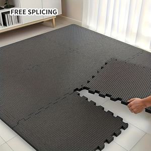 6개 30cm*30cm 고밀도 EVA 폼 운동 매트 세트, 블랙 내구성 디자인, 두꺼운 보호, 가정용 피트니스, 요가, 신체 훈련에 적합