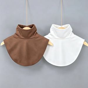 2개 여성용 분리형 하이 칼라 - 따뜻하고 편안한 셔츠 넥라인, 플리스 페이크 칼라, 다양한 색상의 우아한 디자인 - 패셔너블한 겨울 베이스 레이어, 세탁기 사용 가능, 드레스 및 정장에 적합 - 캐주얼 및 포멀 넥웨어