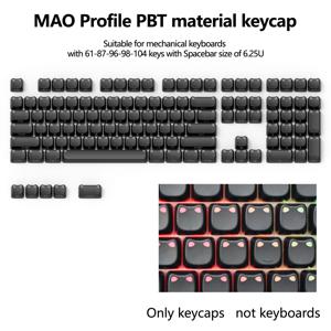 귀여운 고양이 MAO 프로필 키캡, PBT 소재 측면 프린팅 백라이트 키캡, 6.25U 스페이스바 DIY 키보드 액세서리, MX 스위치 기계식 키보드와 호환, 게이밍 및 사무용, 키캡 단독 (키보드 미포함)