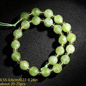 천연석 페리도트 쿼츠 원형 각면 루즈 스페이서 비즈, 주얼리 제작 DIY 팔찌 목걸이 공예 바느질용, 선물용 구슬 부품