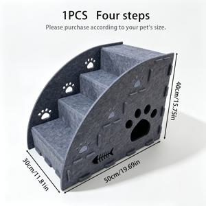 3-in-1 다기능 펠트 애완동물 계단 경사, 부드러운 경사 미끄럼 방지 고양이 계단, 소파 및 침대 상하행, 3가지 사이즈 (소형/중형/대형) 제공, 고양이 체형에 따라 구매 부탁드립니다.