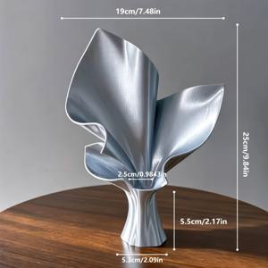 3D 프린팅 예술적인 잎 모양 비즈 펄 화이트 주름 화병, 모던 추상 조각 플로럴 어레인지먼트 장식, 거실 탁상 홈 데코 화병
